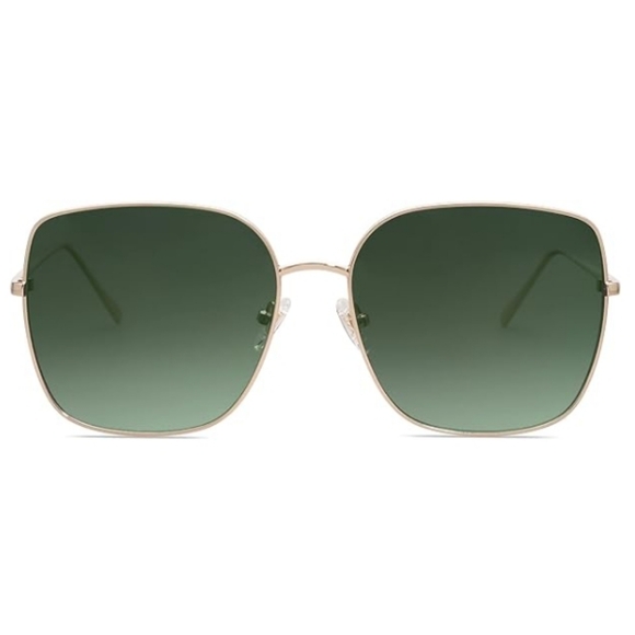 Oversized Square Metal Frame Sunglasses Flat Lens SJ1146 Green - Picture 2 of 5